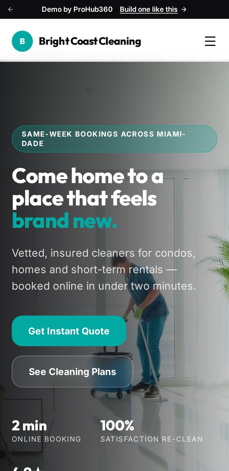 Bright Coast Cleaning mobile layout screenshot