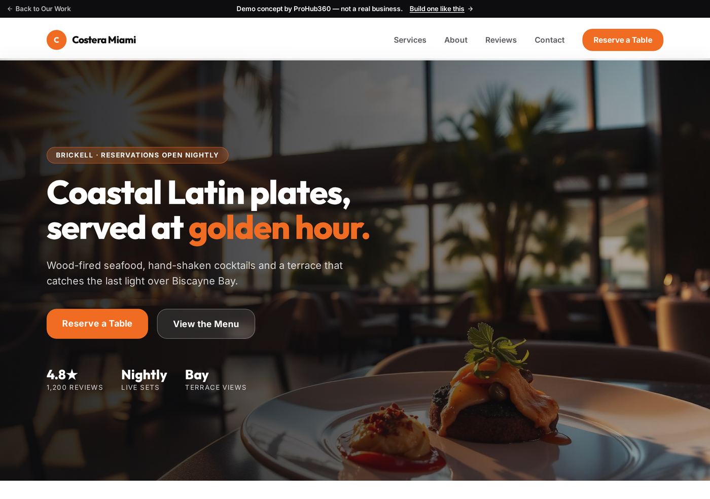 Costera Miami Restaurant desktop layout screenshot