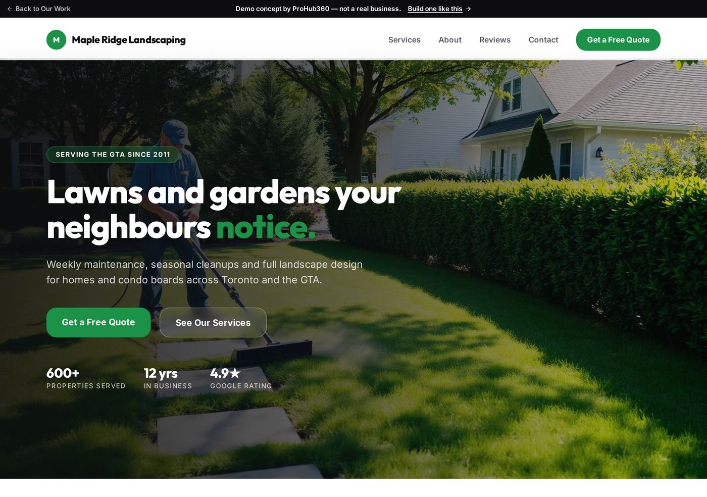 Maple Ridge Landscaping desktop layout screenshot